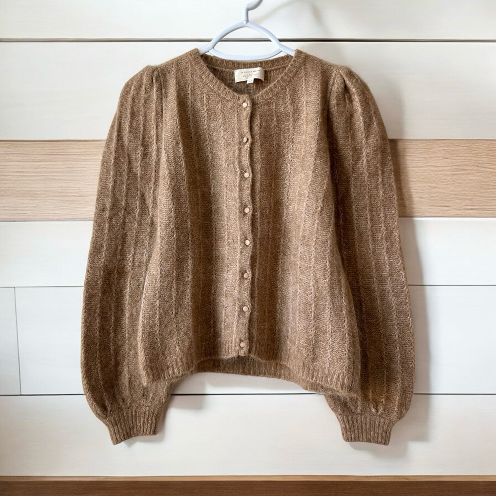 Sezane Camille Cardigan Womens Sweater Sz XS Camel French Vibes Soft Cozy Comfy - Picture 2 of 12